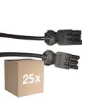 Opakowanie 25x Noxion GST - Kompatybilny Przewód przedłużający Czarny - Męski + Płeć Żeńska - 2m - 3 pole 1,5mm2